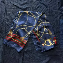 ヴィンテージ タッセル パターン シルク スカーフ