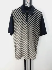 NIKE(ナイキ) ゴルフ 半袖 襟付きTシャツ ポロシャツ ストライプ ブラック m