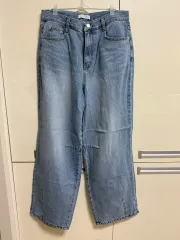 新品)ワイド ライトブルー デニム パンツ