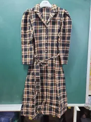 レディース チェック コットンワンピース ベルト 含む カジュアル 季節の変わり目