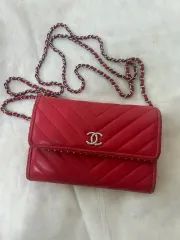 CHANEL シャネル チェーン WOC レッド チュール