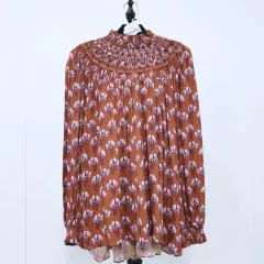 ZARA ザラ スモーク밴딩ネック フラワー ブラウス