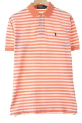 (M-L) ポロラルフローレン 半袖 ポロシャツ ストライプ ポニー-147E6