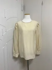 パフ シャーリング 長袖ブラウス アイボリー ブラウス 808