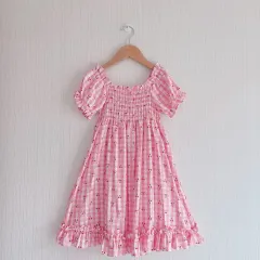 新品 女児 チェリー ピンク シャーリング ワンピース 110