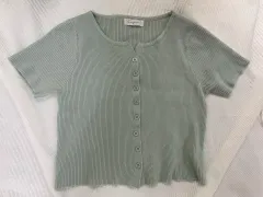 通販 HAWA 半袖ニット カーディガン ミント