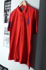 （ XL ） ポロ Ralph Lauren(ラルフローレン) 半袖 カラー Tシャツ レッド ラグビー ポニー- 14541