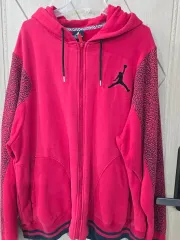 ジョーダン 象 レッド フルジップアップ フード付きTシャツ