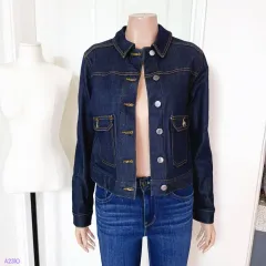 --- 5 000 一---( 44 サイズ 綿 58 % インディゴブルーデニム クロップド ジャケット 2310