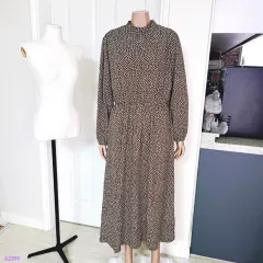 --- 9 000 一---( 77 サイズ ハイネック ウエストゴム ロング ワンピース 2399