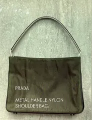 PRADA METAL HANDLE NYLON SHOULDER BAG