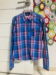 アバクロンビー レディース シャツ チェック柄 ブルーピンク xs
