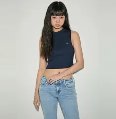 TOMMY JEANS(トミー ジーンズ ) モックネック リップ タンク トップス