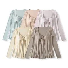 5 カラー リボン まとめ売り ロング スリーブ カーディガン セット