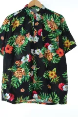 （ L ） ブランドヴィンテージ 半袖シャツ シャツ 黒 ハワイアン- 13EA6