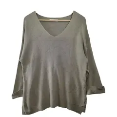 SAMANSA MOS2 BLUE ベージュ ルーズフィット ニット F コットン ブレンド