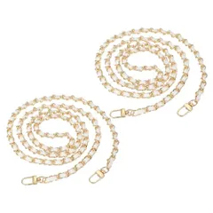 新品 PATIKIL レザーパースハンドルストラップ 2個セット 55 パースチェーンストラップ リプレイ スメント DIY フラットチェーンストラップ メタルバックル付き ハンドバッグ クロスボディ ショルダーバッグ 用 ホワイト