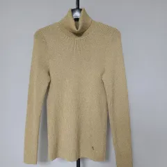 Ralph Lauren ポロ M 90 タートルネック GOLD メタリック ポロシャツ W-長袖-199