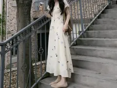 フラワー ロング丈ワンピース-S