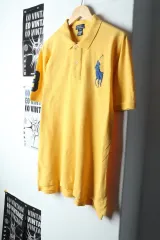 （ XL ） ポロ Ralph Lauren(ラルフローレン) 半袖 カラー Tシャツ 黄色 ラグビー ビッグポニー- 14A15
