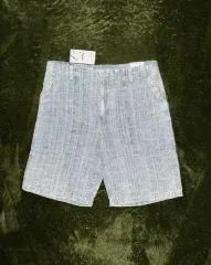 36 ZARA(ザラ) リラックス フィット ジャカード バミューダ デニム パンツ ライト インディゴブルー