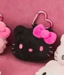 ハローキティ HELLO KITTY マスコット キーホルダー フェイス ブラック ピンク キーホルダー