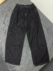 (新品) ワイドフィット リネン デニム バックバンディング パンツ 設定可能