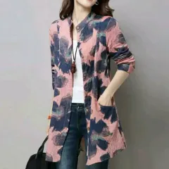 アイスショップ 1112 リネンシャツ カーディガン ピンク 55 ハーフ- 1 犬