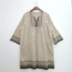 F JPN ヴィンテージ フラワー パターン ボヘミアン ミニワンピース