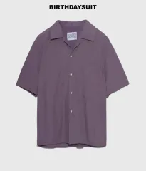 M BIRTHDAYSUIT レーヨン BIG ポケットシャツ 딥 パープル
