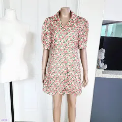 --- 5 000 一---( 44 55 サイズ フラワー パールボタン ワンピース 2021