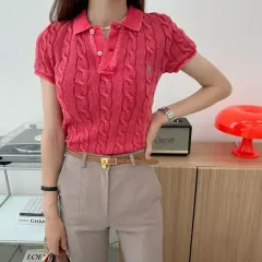 (限定版) ポロ Ralph Lauren(ラルフローレン) レディース カラー ケーブル 半袖 ニット セーター