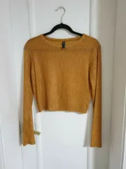 ZARA(ザラ) ZARA ゴールド 茶色 クロップド 長袖 Tシャツ