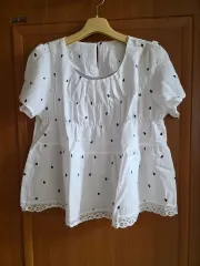 ハート 裾 レース フロントスモッグバンディング ブラウス