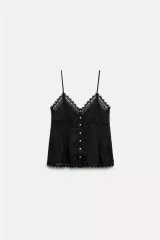 ザラ 刺繍装飾 トップス xs ブラック