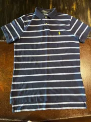 M ） ポロ ストライプ ポロTシャツ ネイビー