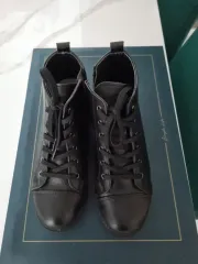 黒 レースアップ アンクル ブーツ