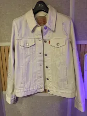 Levi ' s ダメージ 白 デニム トラッカー ジャケット S