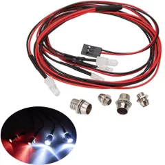 【特価商品】YFFSFDC RC 1:10 On-Road Car用 5mm 3mm 夜 LED ヘッドライト 4 LEDライトキット アップグレード部品 2白色LEDライト+2赤色LEDライト ABS 製(3-7 Vの電圧を使用してください)のサムネイル