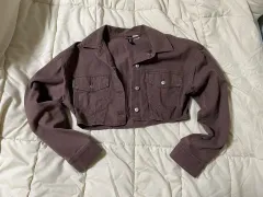 H ＆ M クロップド デニム ジャケット 茶色 xs