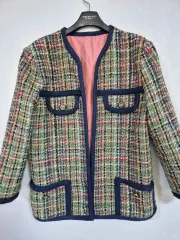 トリミング チェック ツイードジャケット 66