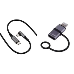 新品 【Lightnin変換アダプタセット】 エレコム USB Type-C ケーブル 2m C-C L字 60W PD 【USB-IF認証】 MPA-CCECL20BK + エレコム USB C to Lightning 変換アダプタ 60W USB PD対