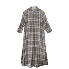 アースミュージック&エコロジー チェック シャツ ロング丈ワンピース F