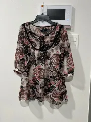 新品 GU フラワー ペイズリー シースルー ブラウス 77