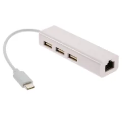 新品 CY USB 3.1 Type C USB-C 複数の3ポートハブ イーサネットネットワークLANアダプター付き