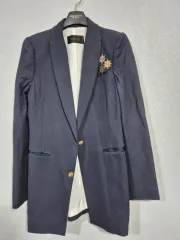 SYSTEM SYSTEM(システム) ネイビー ジャケット ブローチ 装飾 55