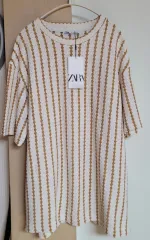 ZARA ストライプ ストラクチャー Tシャツ