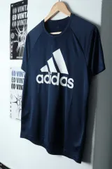 (L) adidas アディダス 半袖 Tシャツ 使用感 機能性 ネイビー-14061