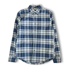 Abercrombie & Fitch ブルー チェック 長袖 シャツ スリムフィット S