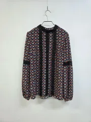 RENEEVON(レニボン) シルク 100 % レース ポイント フローラル ブラウスTシャツ